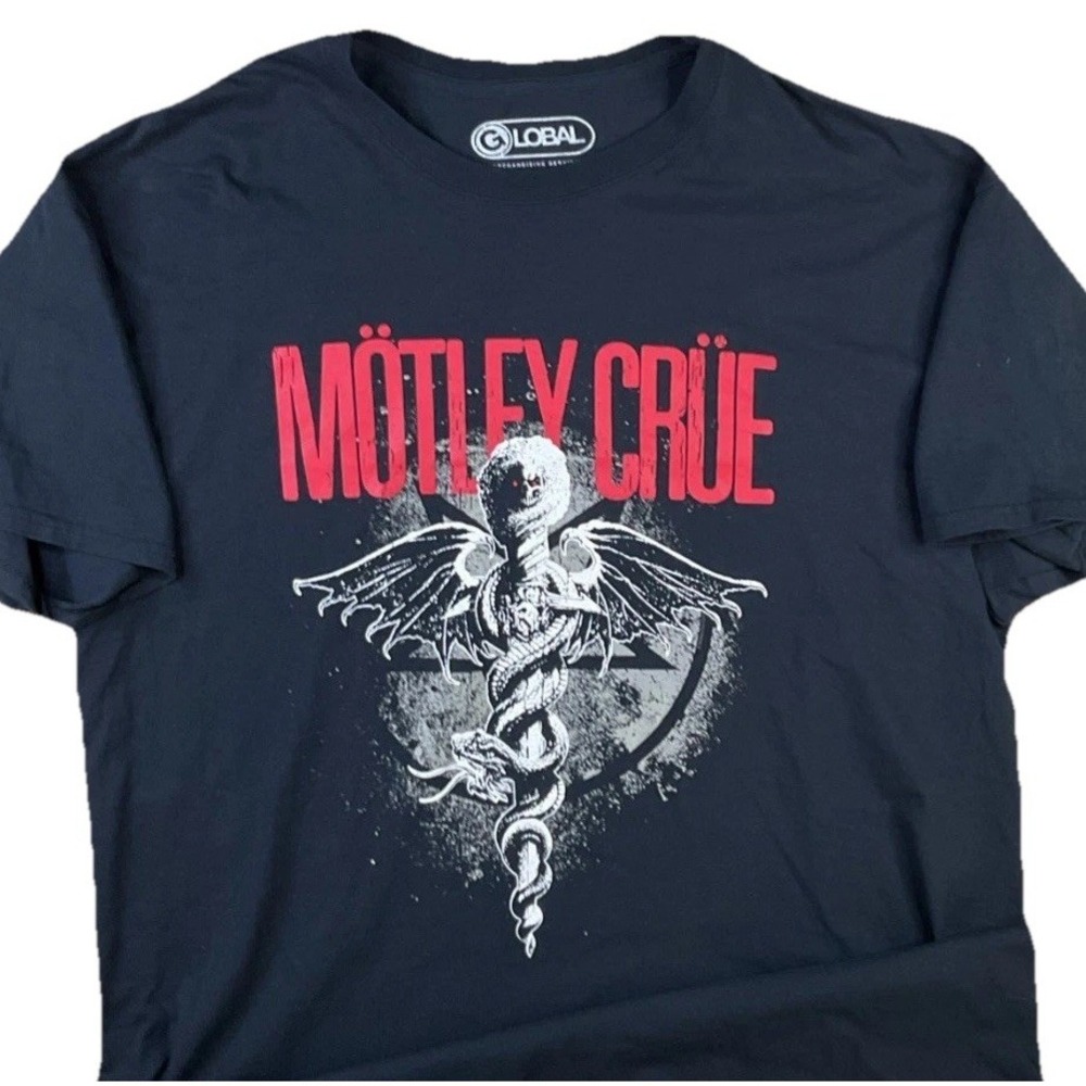 Global Motley Crue Shirt Men Sz XL Black Red Dr Feelgood Crew Band Concert Tee